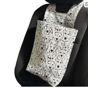 Car Trash/Utility Tote Bag Dog‎ Drawings 9” w x 4”d x 12” l 10” strap Handmade